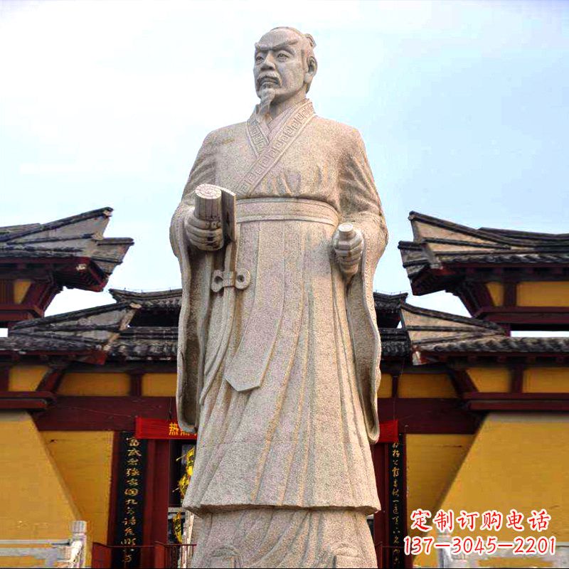 山东传承中华传统文化,传神孟子砂岩石雕塑