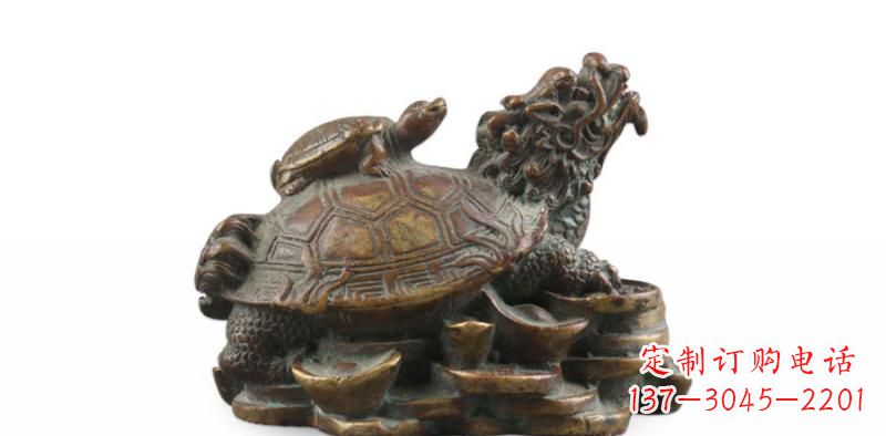 山东雕塑非凡,铜雕龙龟母子精美