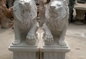 山东汇丰狮子石雕塑，装点商业场所的象征