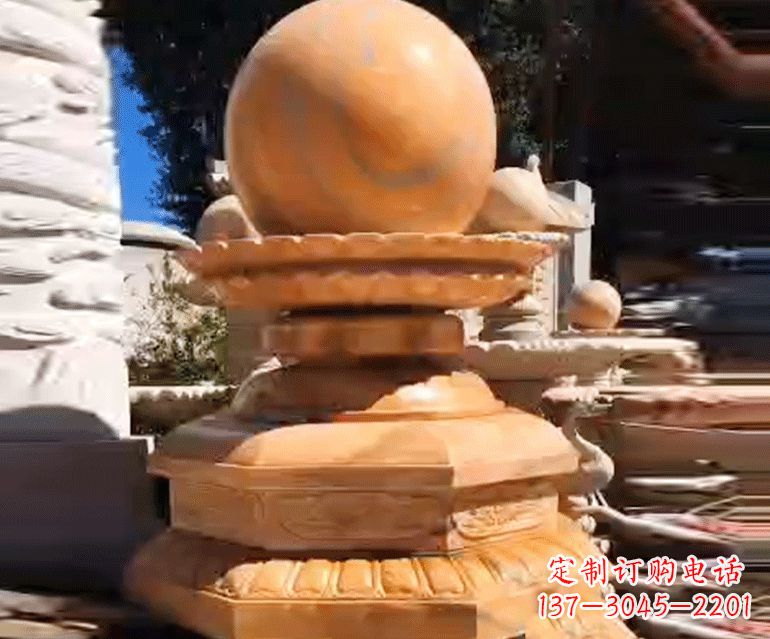 山东喷泉里的石材雕塑