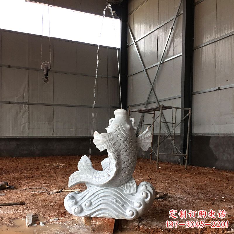 山东汉白玉石鲤鱼雕塑,让你的梦想成真!