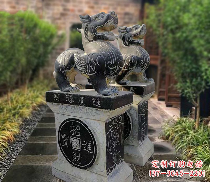 山东貔貅石雕小区看门雕塑