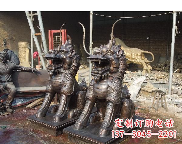 山东中领雕塑打造精美辟邪麒麟铜雕