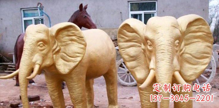 山东漆金大象雕塑