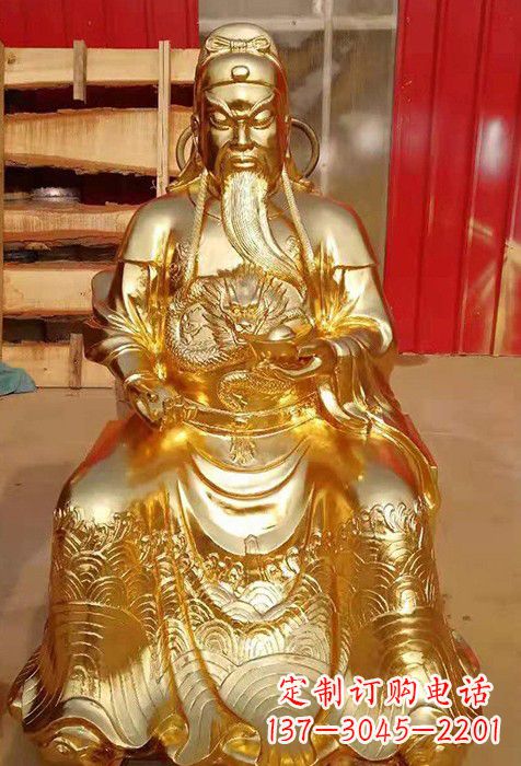 山东传承经典,漆金关公神像雕塑