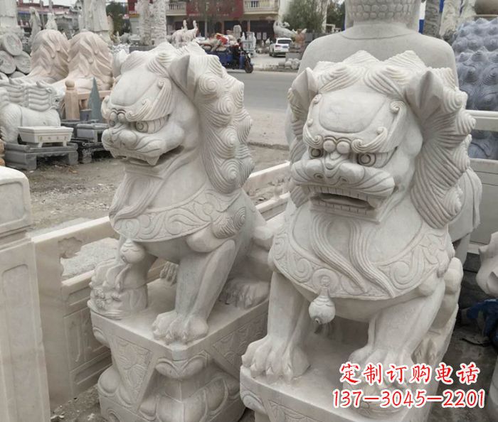 山东企业景观大理石狮子石雕 (6)