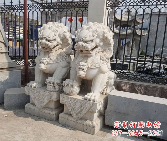 山东企业景观大理石狮子石雕 (11)
