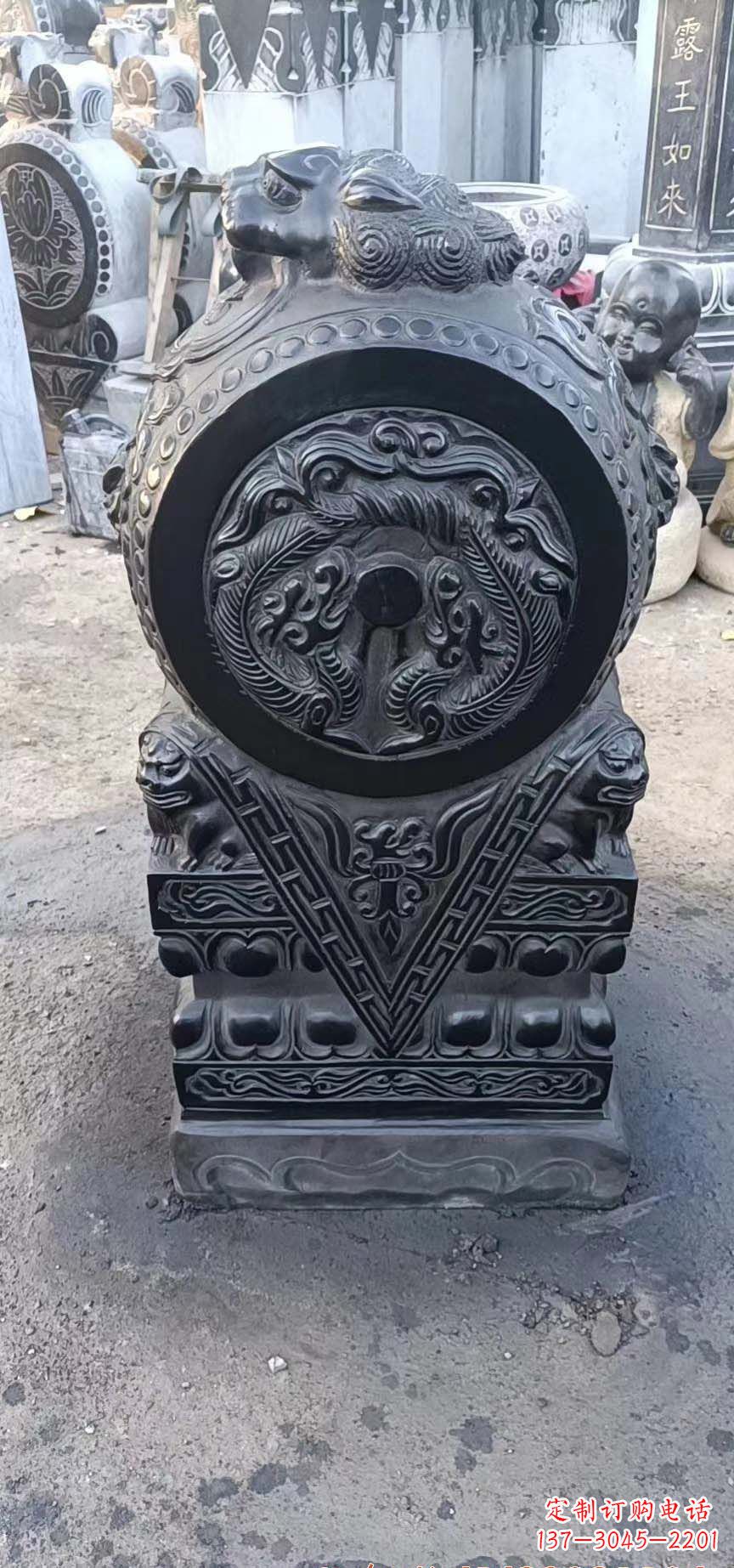 山东门墩石雕,营造青石抱鼓石之美