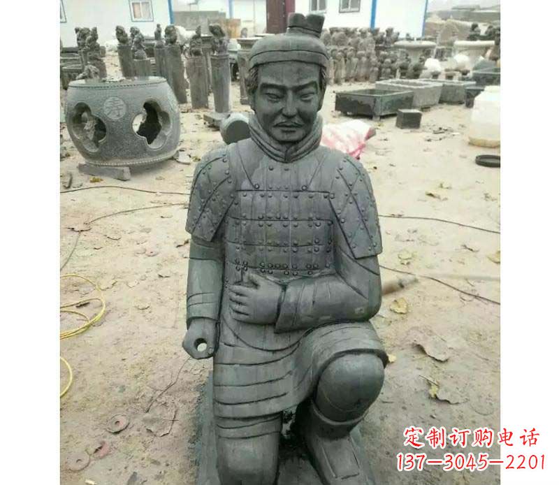 山东青石仿古兵马俑雕塑，精巧细腻