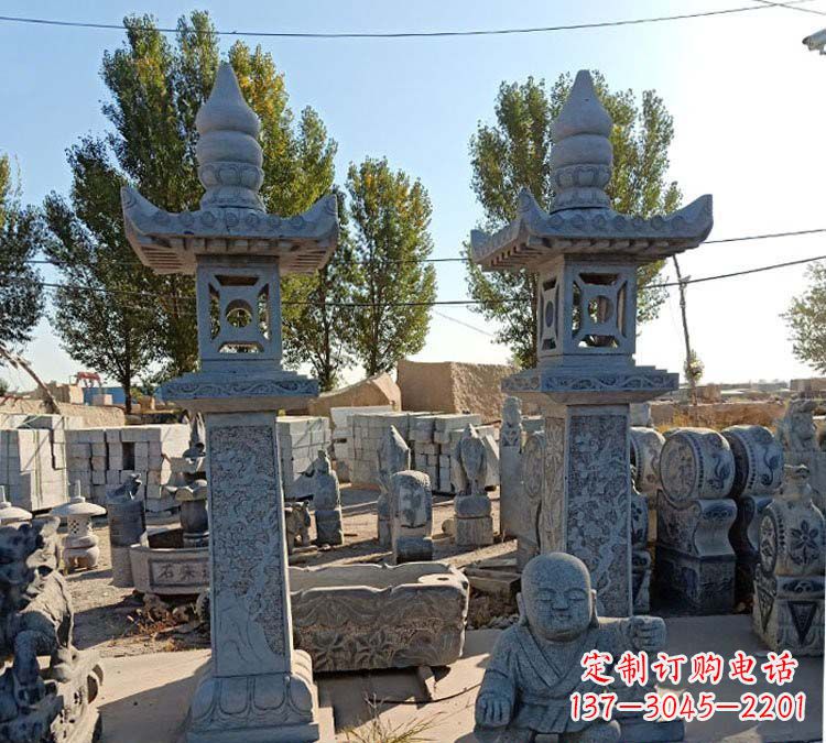 山东青石仿古石灯雕塑,精美实用