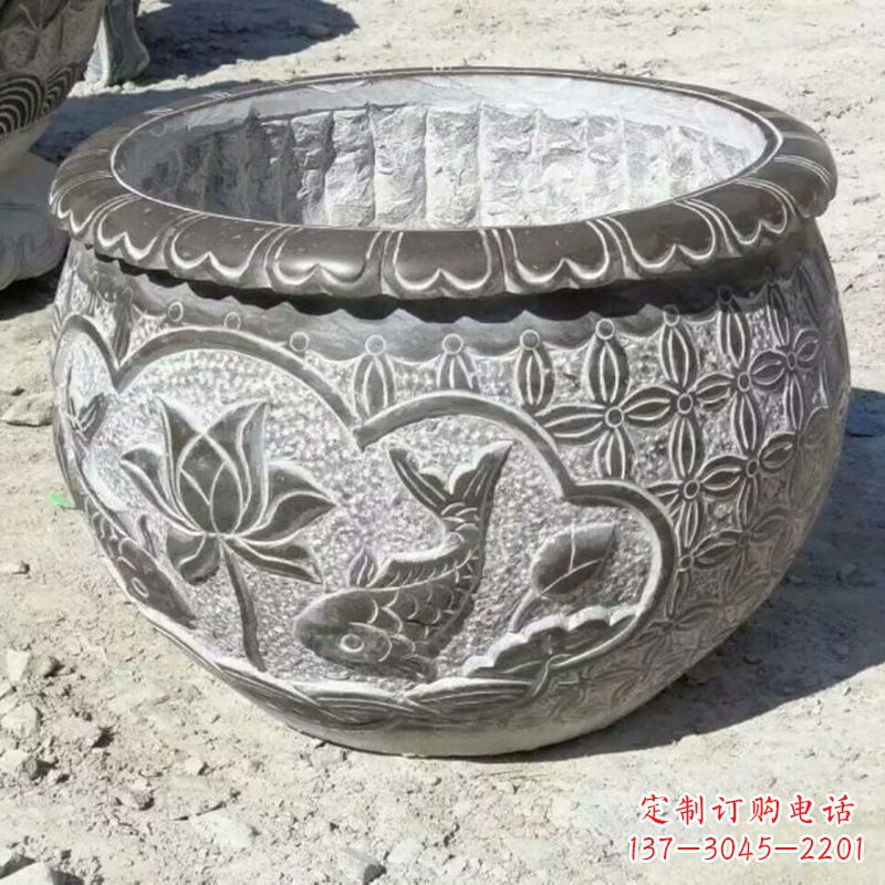 山东精致青石浮雕水缸,为您打造精美绝伦的定制雕塑