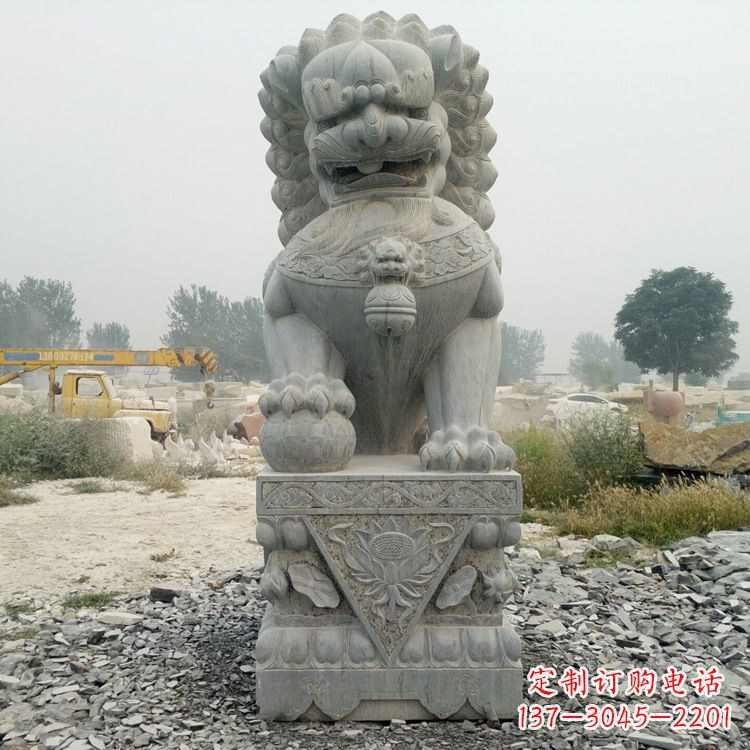 山东完美雕刻,精美青石狮子雕塑