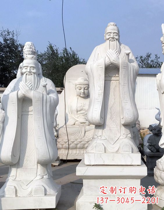山东青石孔子雕像