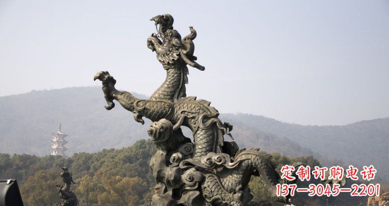 山东中领雕塑|传统青铜神龙出水铜雕