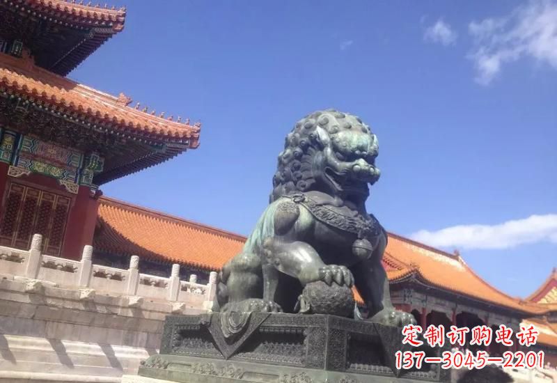 山东精致青铜狮子雕塑,表达荣耀之美