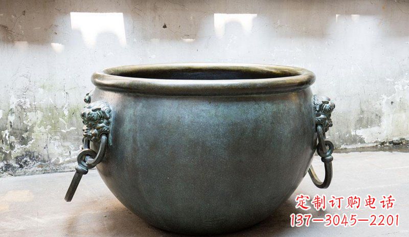 山东精美青铜水缸雕塑,赏心悦目