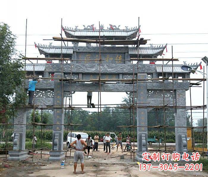 山东三门牌坊石雕-传统工艺制作出行业领先的雕塑