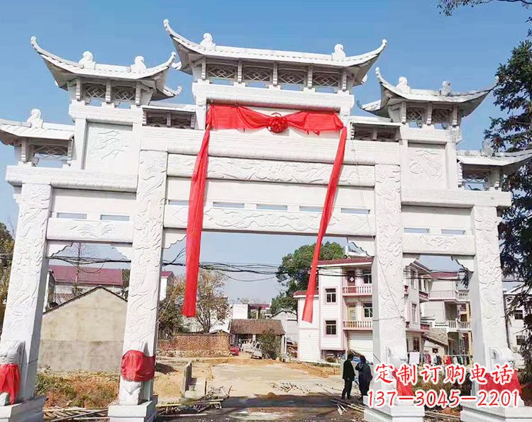山东三门三楼石雕牌坊:专业定制牌坊雕塑