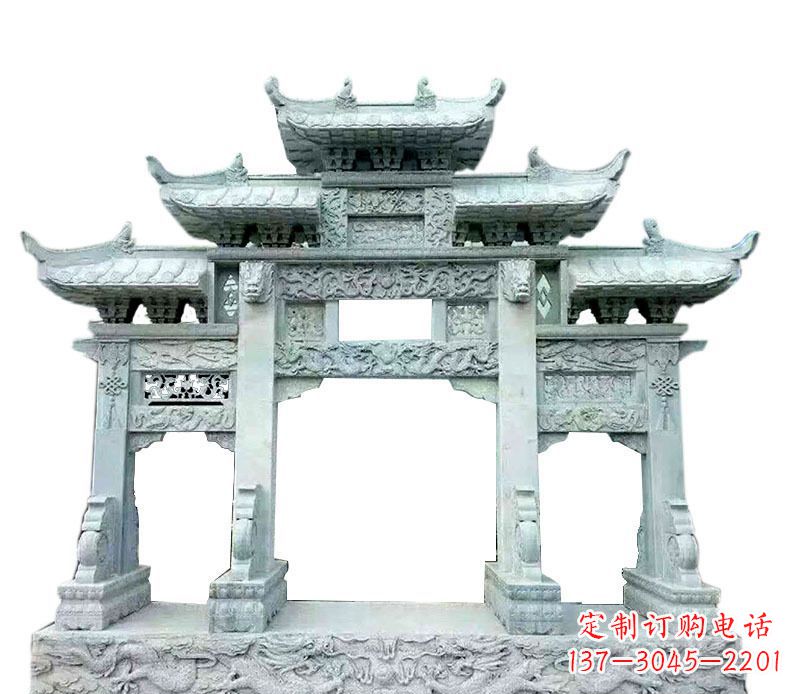 山东中领雕塑仿古牌坊石雕定制