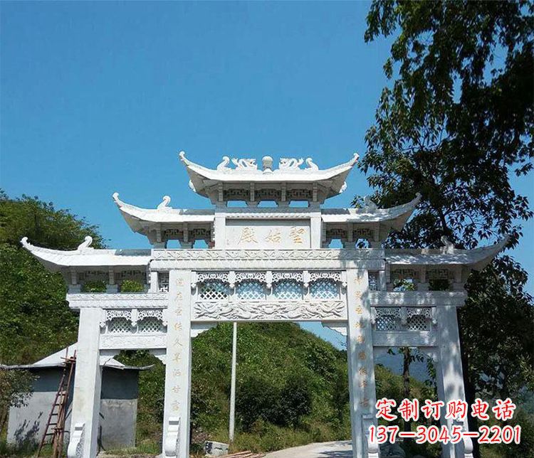 山东三门五楼牌坊石雕 (2)