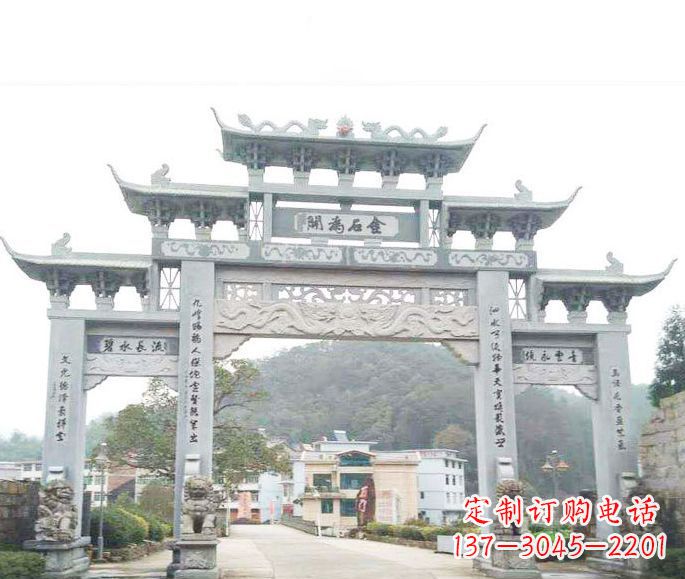 山东三门五楼石牌坊石雕——精美精致的多层次雕刻