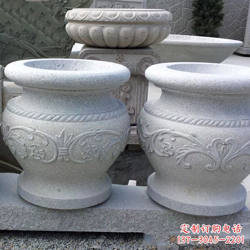 山东砂岩花盆石雕,搭配室内装饰空间