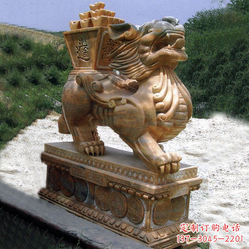 山东商场企业看门神兽“日进斗金”招财貔貅石雕