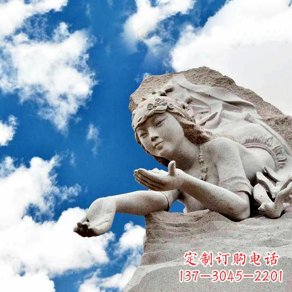 山东神话人物精卫填海石雕像