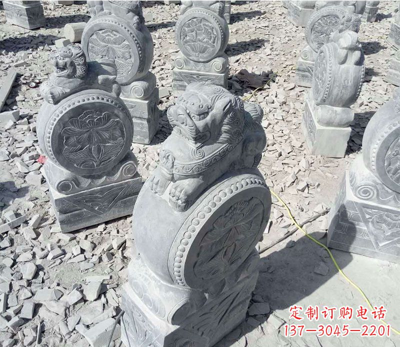 山东狮子抱鼓石招财门墩石雕，尊贵大气典雅