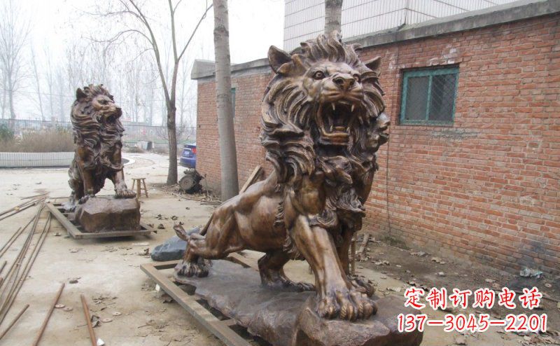 山东狮子企业动物铜雕