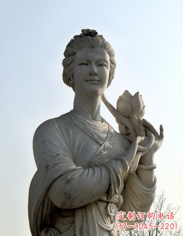 山东汉白玉荷花雕塑,精致美丽无双!