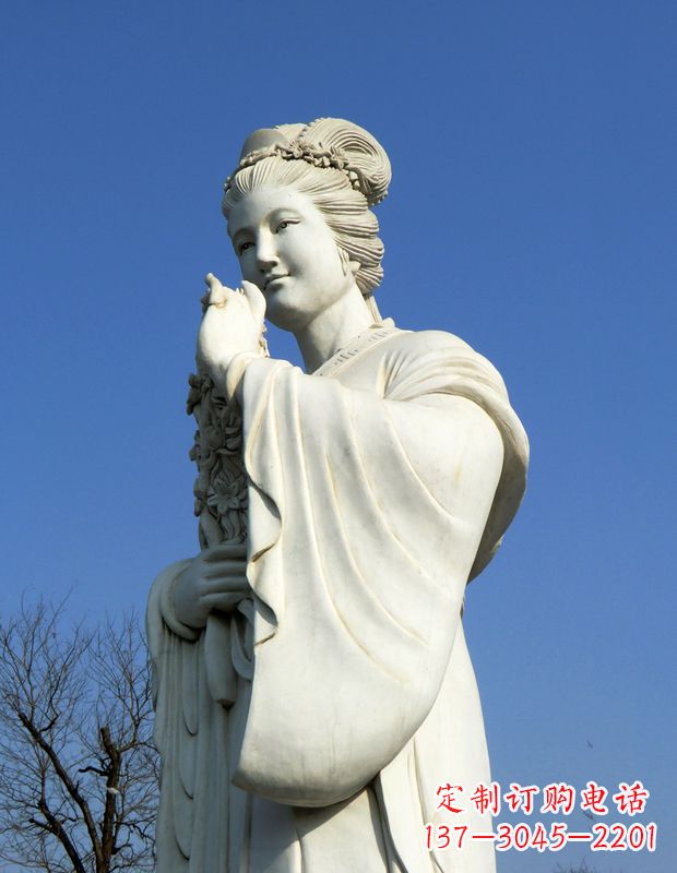 山东十二花神之三月桃花息夫人汉白玉精美美女雕像