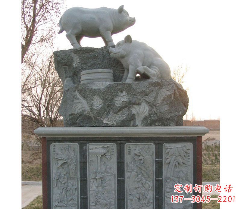 山东十二生肖猪石雕——质地原生态传承千年文化
