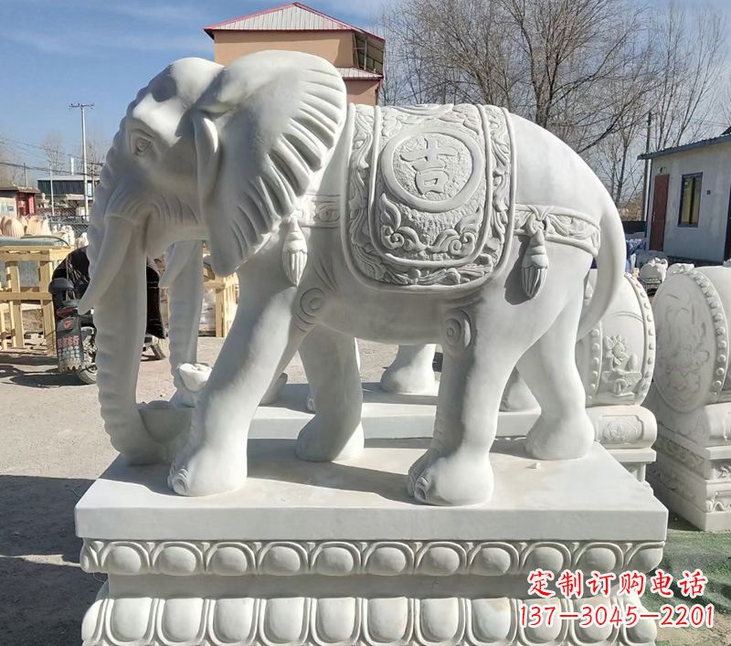 山东中领雕塑精美石材大象雕塑
