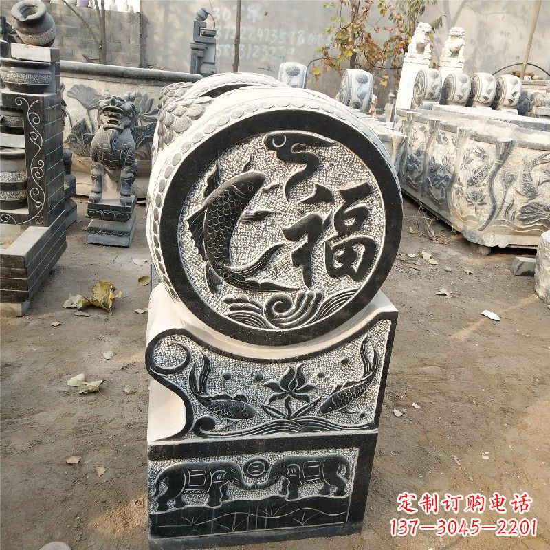 山东一流仿古抱鼓门墩石雕塑