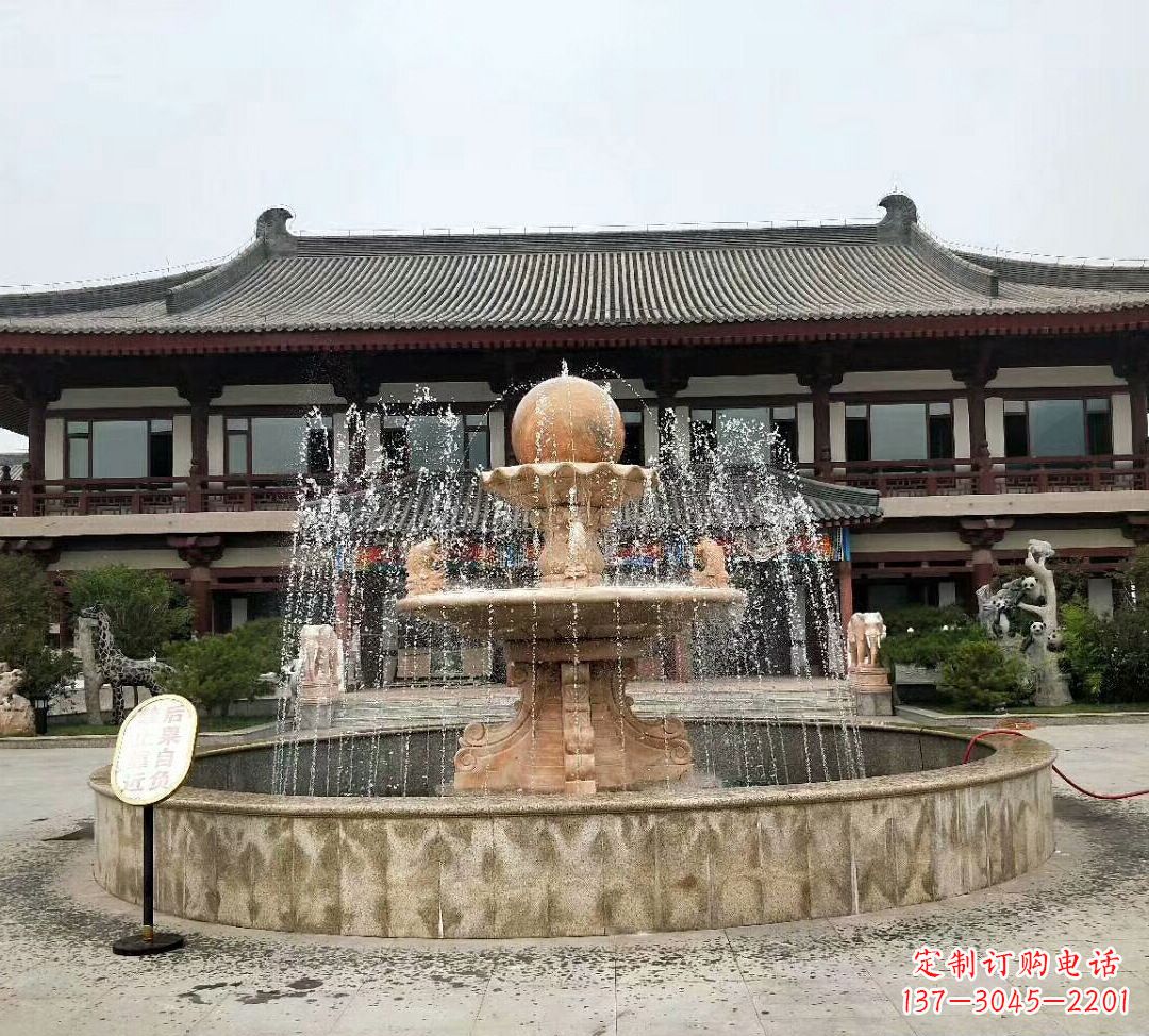 山东石雕风水球喷泉 (2)