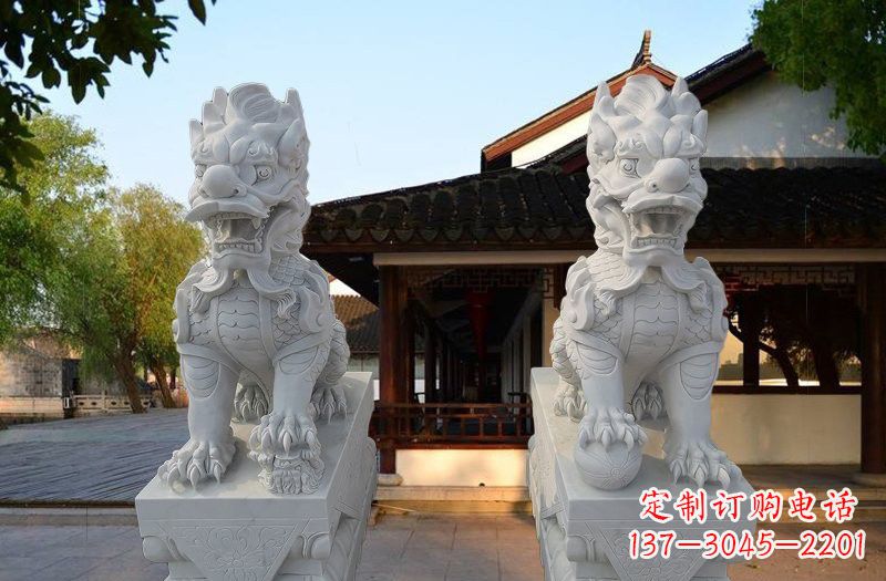 山东精美汉白玉麒麟雕塑