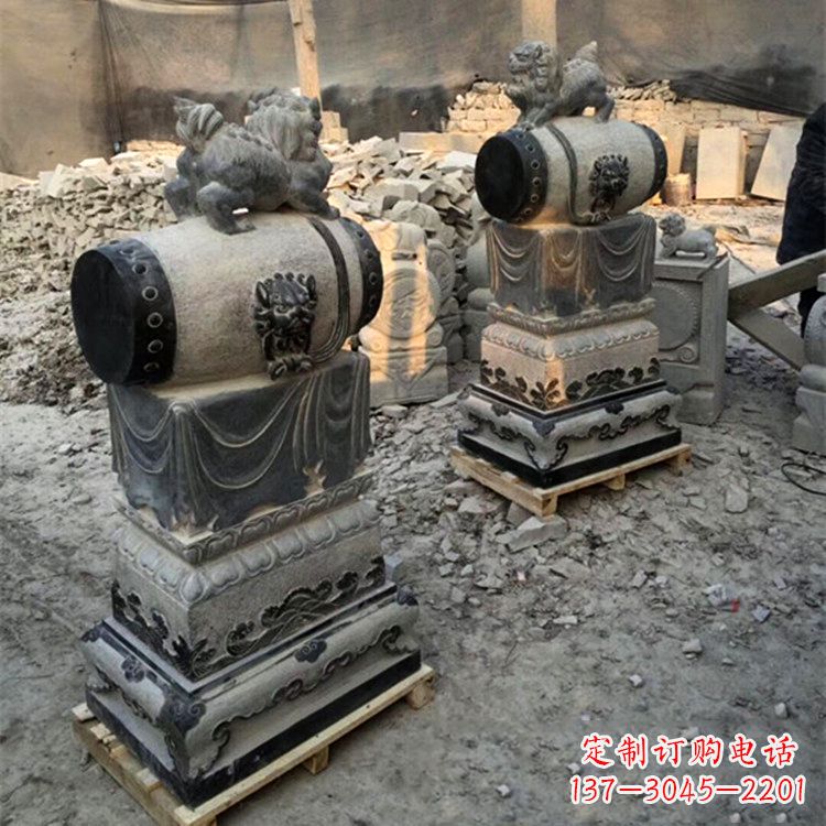 山东定制大象雕塑石雕门墩,传承中国古典文化