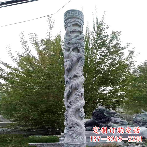 山东华贵典雅的石雕盘龙柱雕塑