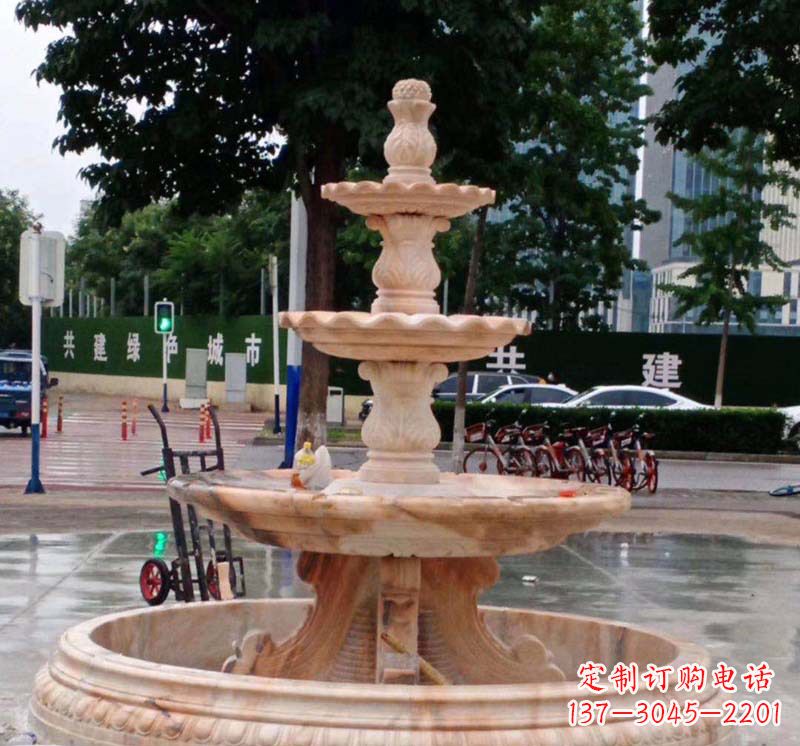 山东石雕喷泉钵,非凡水景体验