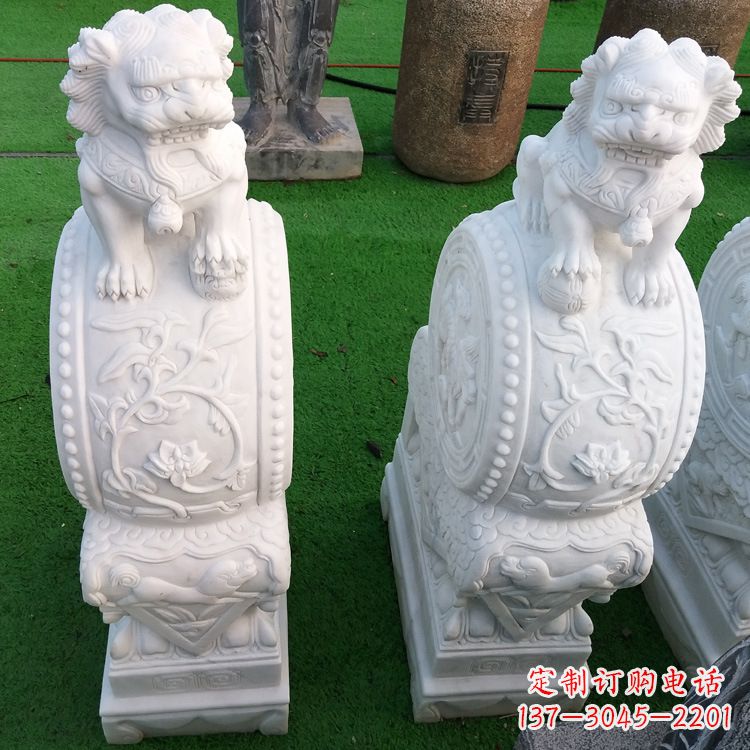 山东石雕青石貔貅门墩雕塑