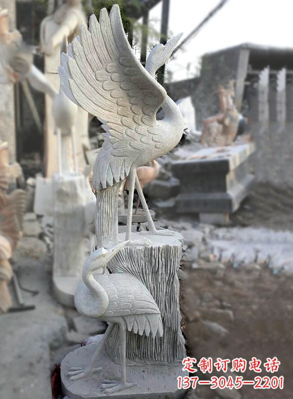 山东石雕仙鹤景观摆件