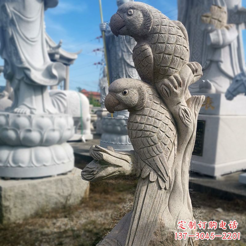 山东石雕鹦鹉景观雕塑摆件