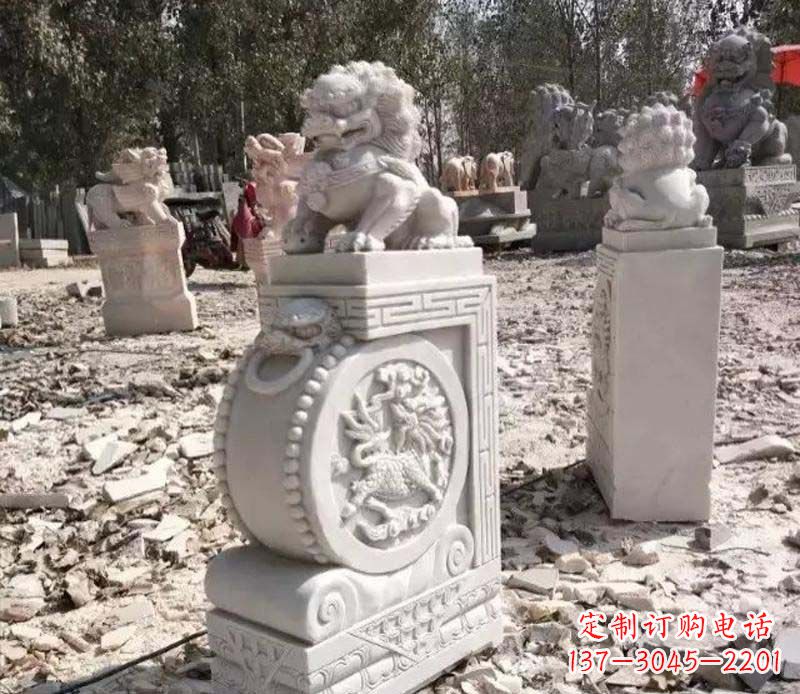 山东石雕园林狮子抱鼓石