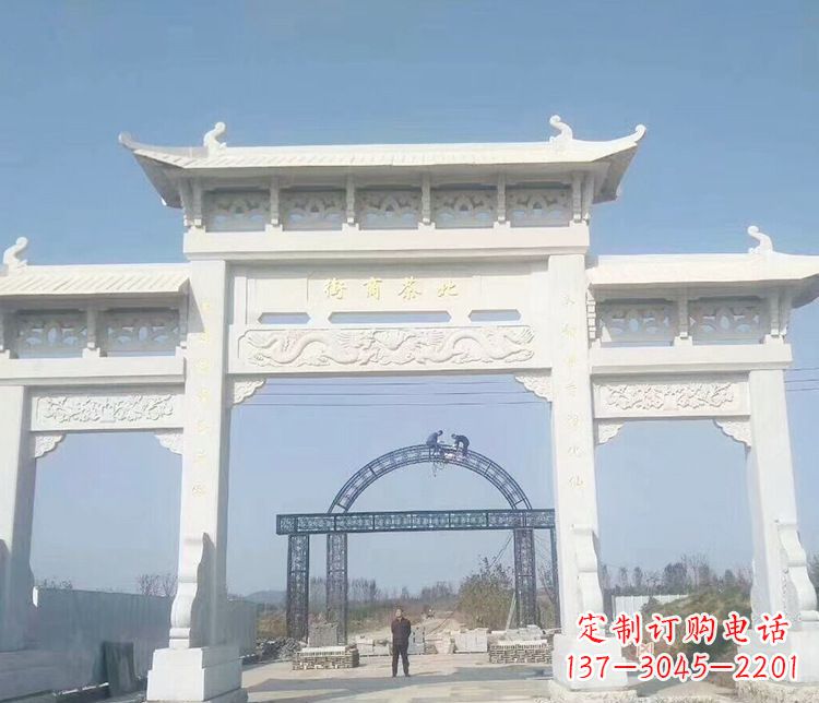 山东石牌坊三门牌坊石雕 (4)