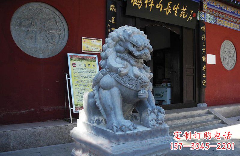 山东石狮子寺庙门口石雕