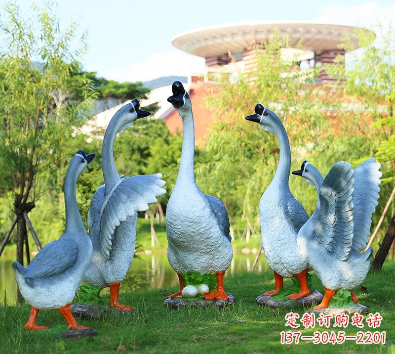 山东树脂工艺品玻璃钢雕塑商场美陈户外园林景观装饰品仿真动物鹅摆件