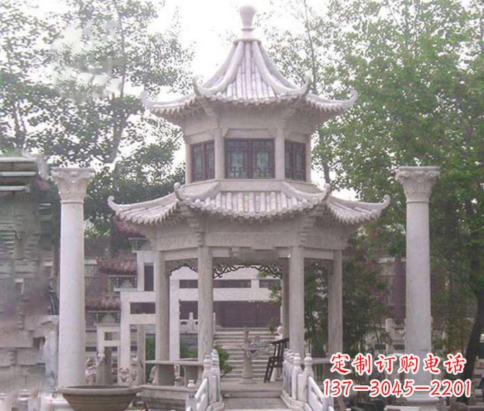 山东双层仿古凉亭石雕 (3)