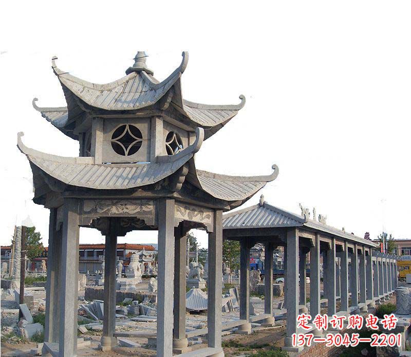 山东双层仿古凉亭石雕