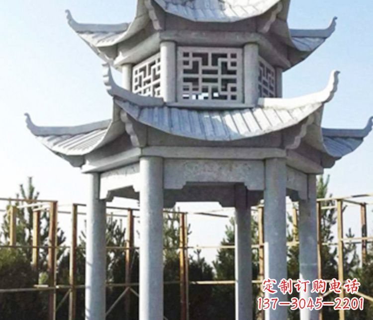 山东双层仿古石凉亭石雕_2